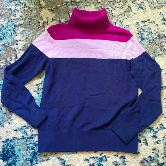 Lands' End Sweaters - Lands’ End color block super soft cashmere ribbed turtleneck sweater XS/P NWOT